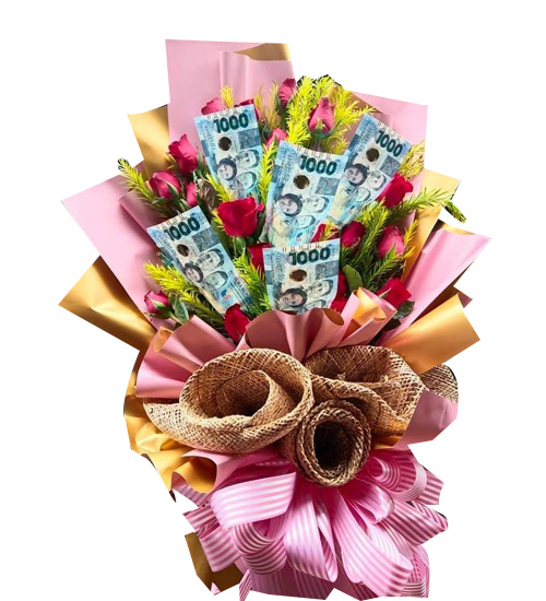 Money and Flowers in a bouquet To Manila | Send Chocolate with Balloon To Philippines