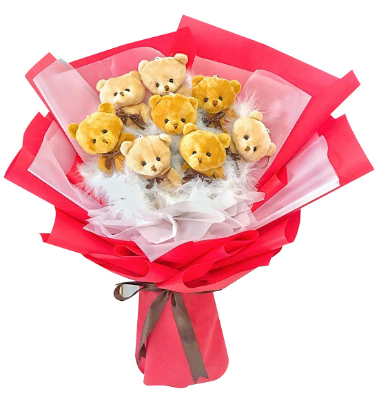 12 Red Roses Bouquet with Cute Bear Send to Manila Philippines
