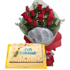 Send 12 Red Roses with Birthday Dedication cake by goldilocks to Philippines