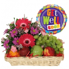 Send Get Well fruits Basket with flower and balloon to manila