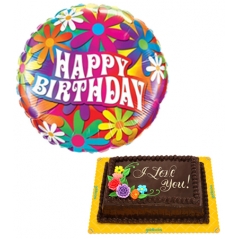 Birthday cake and mylar birthday balloon to Philippines