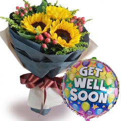 Send Get well Sunflowers with Balloon To Manila