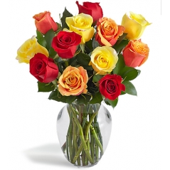 12 Mixed Roses in vase