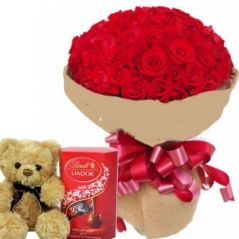 36 red rose with bear and chocolate to philippines