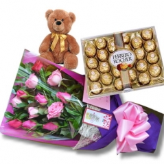 send 12 red roses with small teddy bear and chocolate to philippines