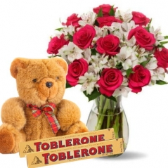 send roses in vase with bear to philippines