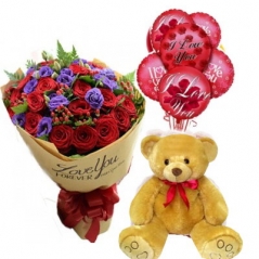 send 24 red rose with 6pcs mylar balloons to Philippines
