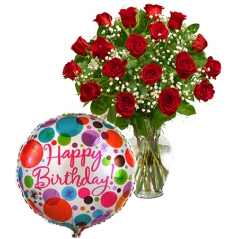 Send 24 Red Roses vase with Balloon to Philippines