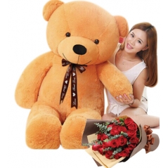 Send 4 feet giant teddy bear with red rose to Philippines