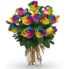 12 Rainbow roses to manila