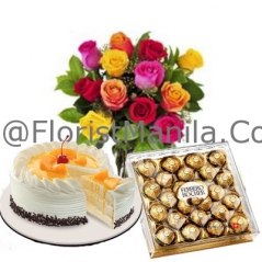 send mixed color roses wi cake and chocolate to philippines