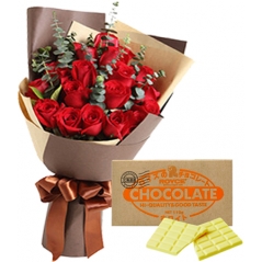 12 red rose bouquet with royce white bar to manila