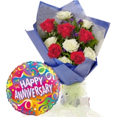 Send Flower with happy Anniversary balloon To Philippines