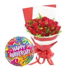 Anniversary Flowers with balloon To Manila