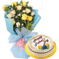 Father's Day Yellow Roses with Cake to Manila