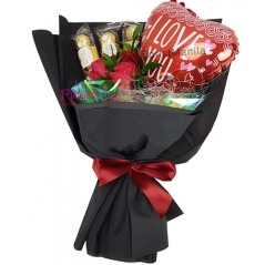 Bouquet Of Roses with Chocolate & Balloon