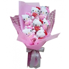 7 pcs Mini Cute Hello Kitty in a Bouquet