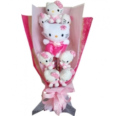 8 pcs Mini Cute Hello Kitty in a Bouquet