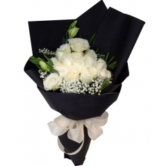 11 White Roses in a bouquet To Philippines