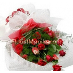 18 Red Roses in Bouquet  Delivery to Manila Philippines