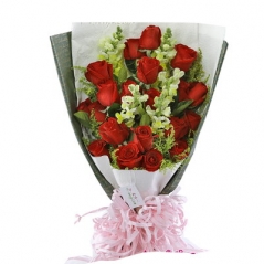 18 Red Roses with Greenery Delivery to Manila Philippines