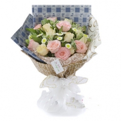 12 Pink Roses with greenery Delivery to Manila Philippines