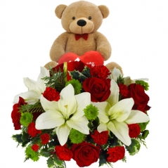 X-mas Flower basket with bear  Delivery To Manila Philippines