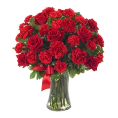 24 Red Rose & carnation in Vase Delivery to Manila Philippines