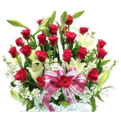 24 Red Roses in Basket Delivery to Manila Philippines