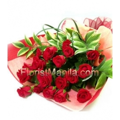 18 Red Roses in Bouquet Online Delivery to Manila Philippines