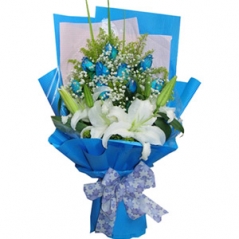 Blue Roses & Perfume White lilies Send to Manila