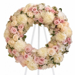 For the Love of White and Pink Wreath Send to Manila Philippines