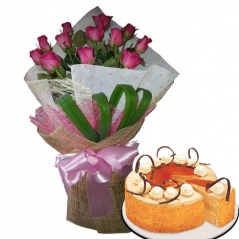 send 12 pink rose bouquet with cake to manila philippines