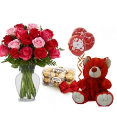 24 Roses,hug Bear,Balloons with Chocolate philippines