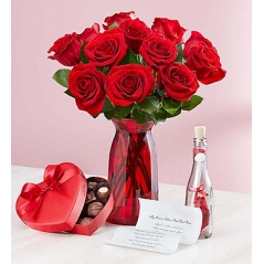 12 Roses vase,Chocolate & Message in a Bottle philippines
