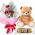 3 Roses with Teddy Bear and Fererro