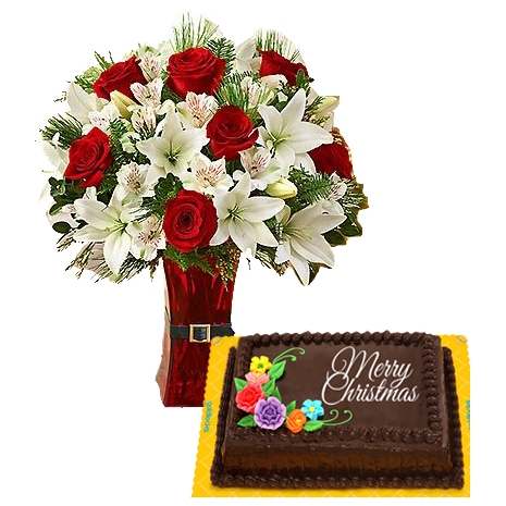 Mixed Flowers Vase with Goldilocks Cake to Manila