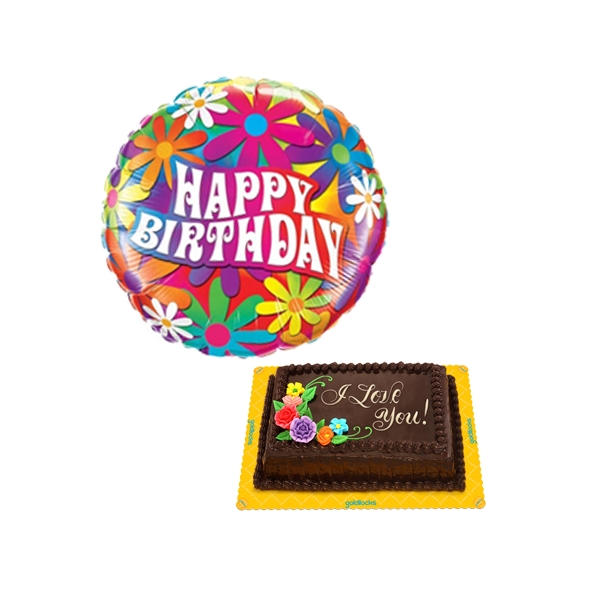 Birthday cake and mylar birthday balloon to Philippines