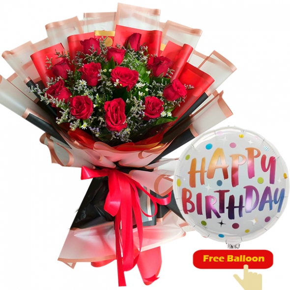 Rose with Free Balloon Delivery Manila