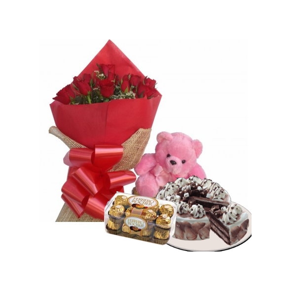 send flower with chocolate and cake with teddy bear to philippines