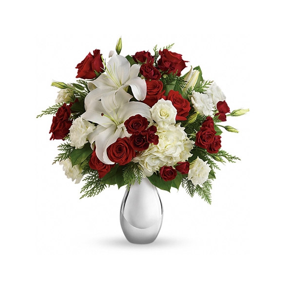 red and white christmas roses with other flowers delivery to philippines
