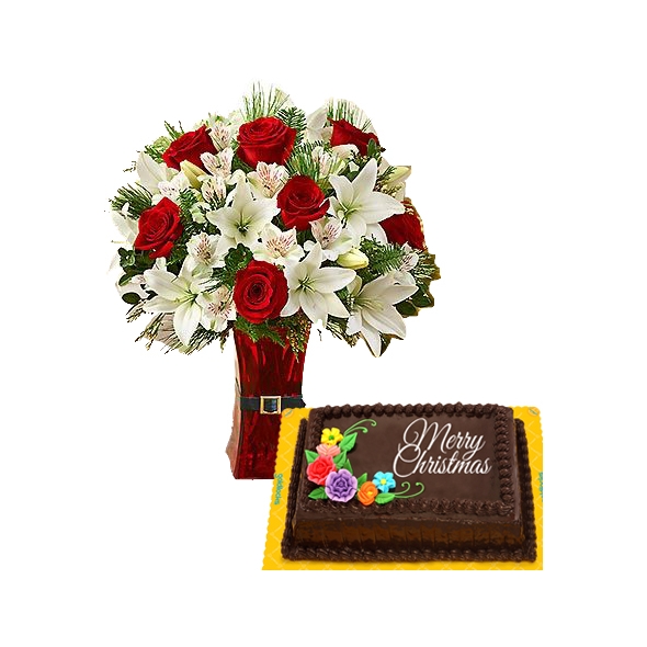 Mixed Flowers Vase with Goldilocks Cake to Manila