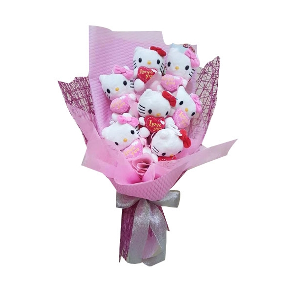 7 pcs Mini Cute Hello Kitty in a Bouquet
