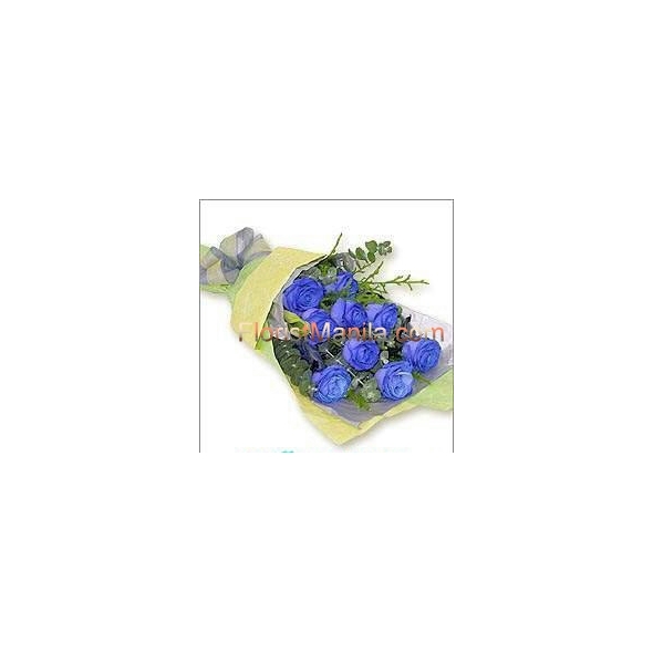 12 Blue Holland Roses in Bouquet Online Delivery to Manila Philippines