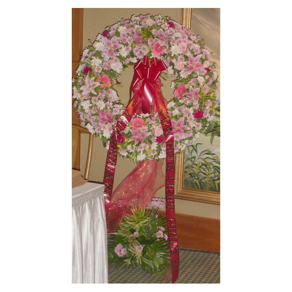 Pink lilies with gerbera wreath Delivery to Manila Philippines