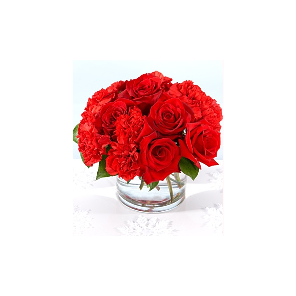 Mixed Red Flowers in a Glass. for valentines Online Delivery to Manila Philippines