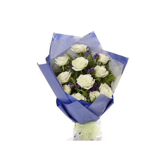 12 White Roses with Greenery Delivery to Manila Philippines
