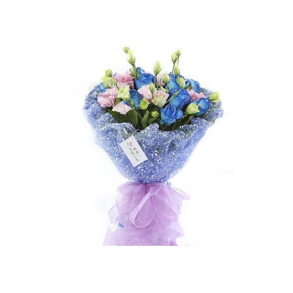 12 pink & blue Roses Bouquet Delivery to Manila Philippines