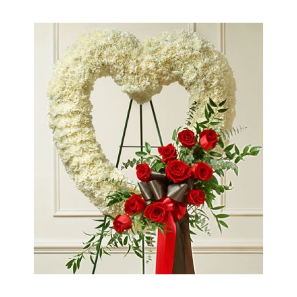 White Carnation Heart Wreath Send to Manila Philippines
