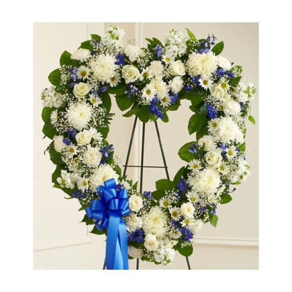 Blue and White Heart Wreath Send to Manila Philippines